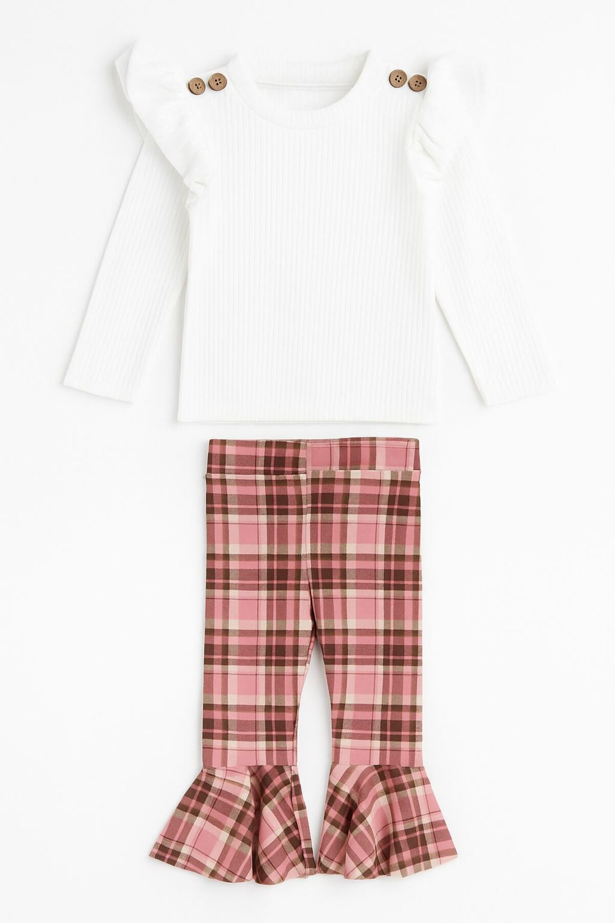 Oz Baby İspanyol Paça Kız Bebek Pamuklu Takım 1-3 Yaş Ekose Pamuklu Şık Ç