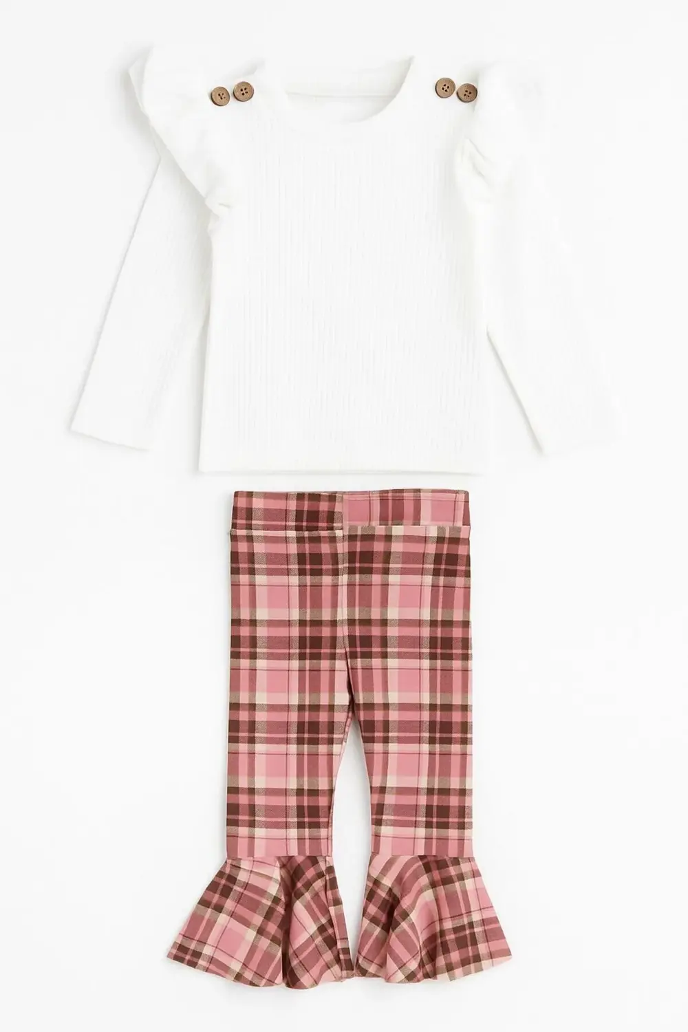 İspanyol Paça Kız Bebek Pamuklu Takım 1-3 Yaş Ekose Pamuklu Şık Ç