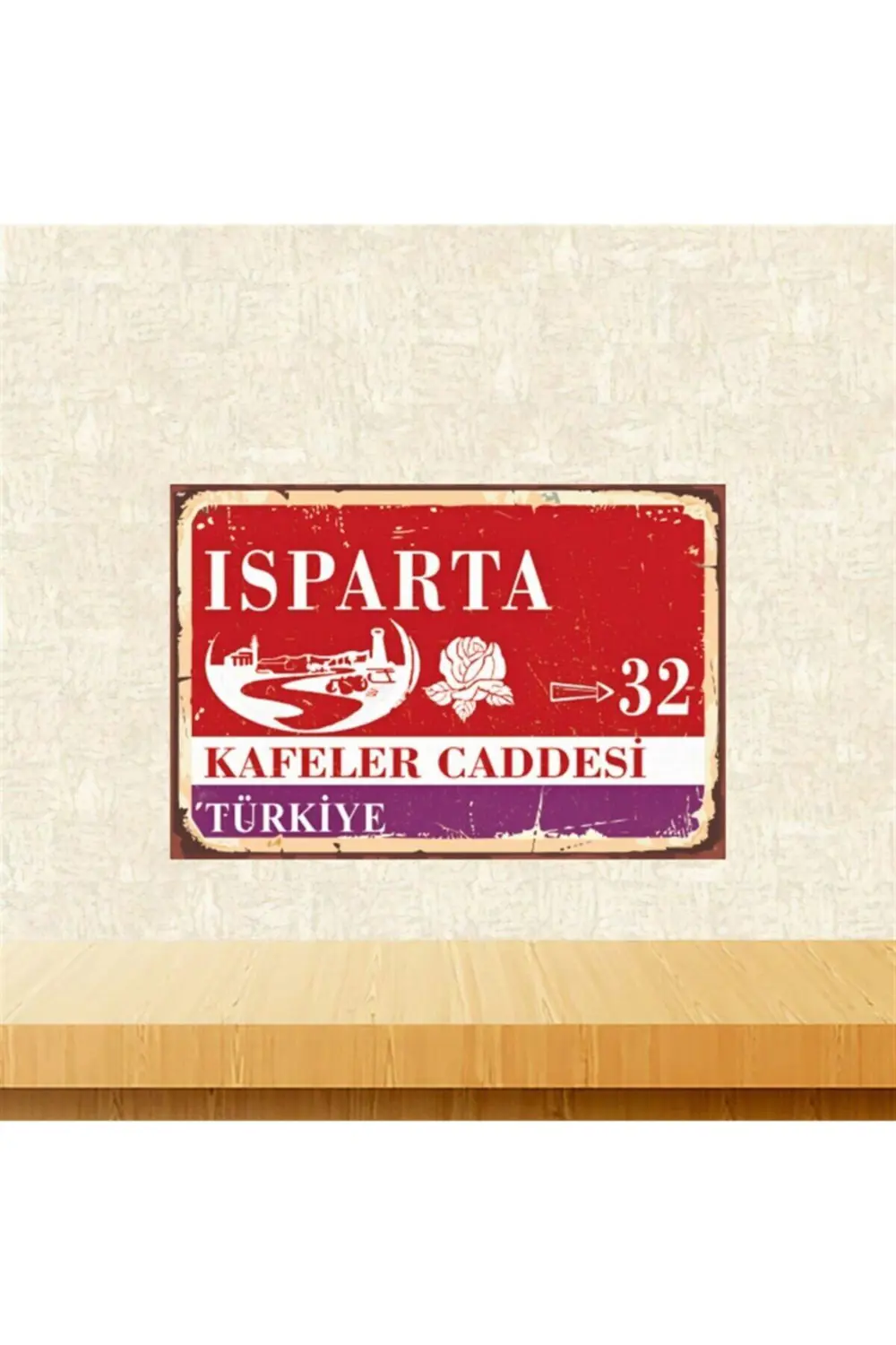 Isparta Kafeler Caddesi Retro Ahşap Tablo Tkfx5763 20-30 Cm