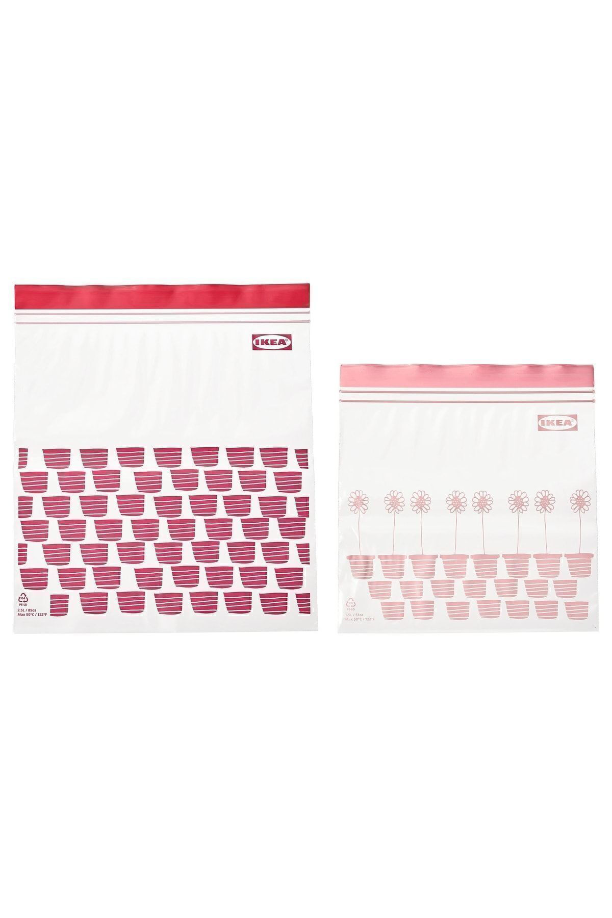 İkea İstad Kilitlenebilir Buzdolabi Poşeti, Kirmizi-Pembe, 2,5 Lt X 1,