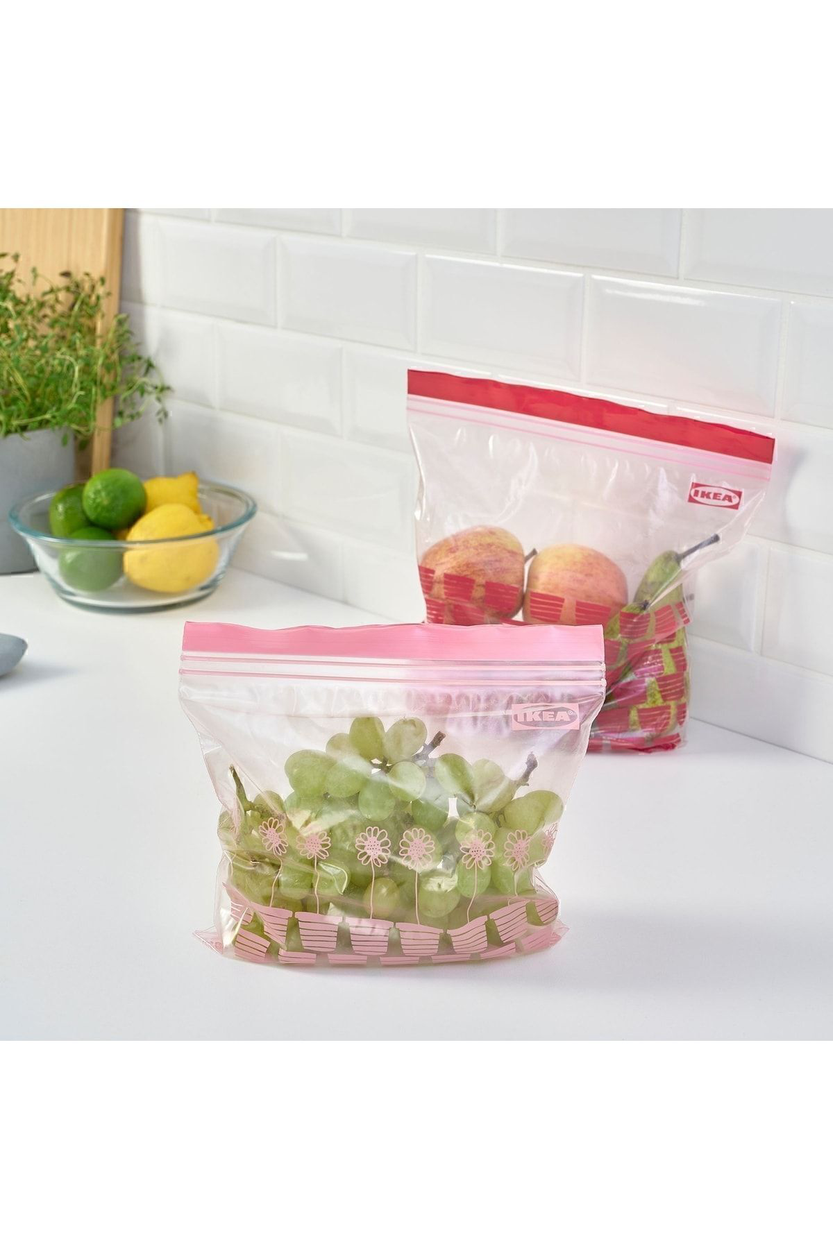 İkea İstad Kilitlenebilir Buzdolabi Poşeti, Kirmizi-Pembe, 2,5 Lt X 1,