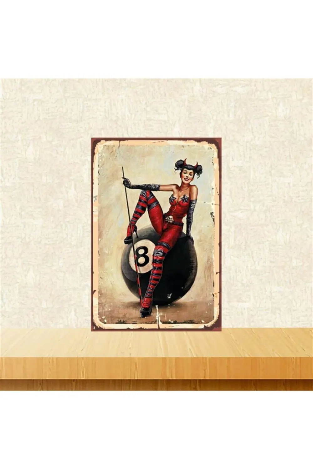 Istaka Tutan Kadın 20-30 Cm Retro Ahşap Poster Tkfx4331