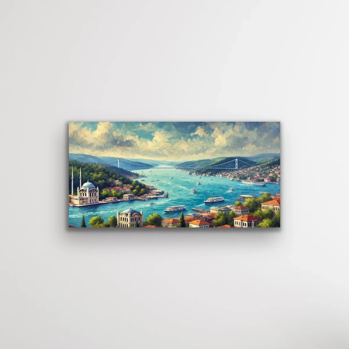 İstanbul Boğaz Manzarası Kanvas Tablo 60x120cm - Çerçevesiz Duvar Dekorasyonu