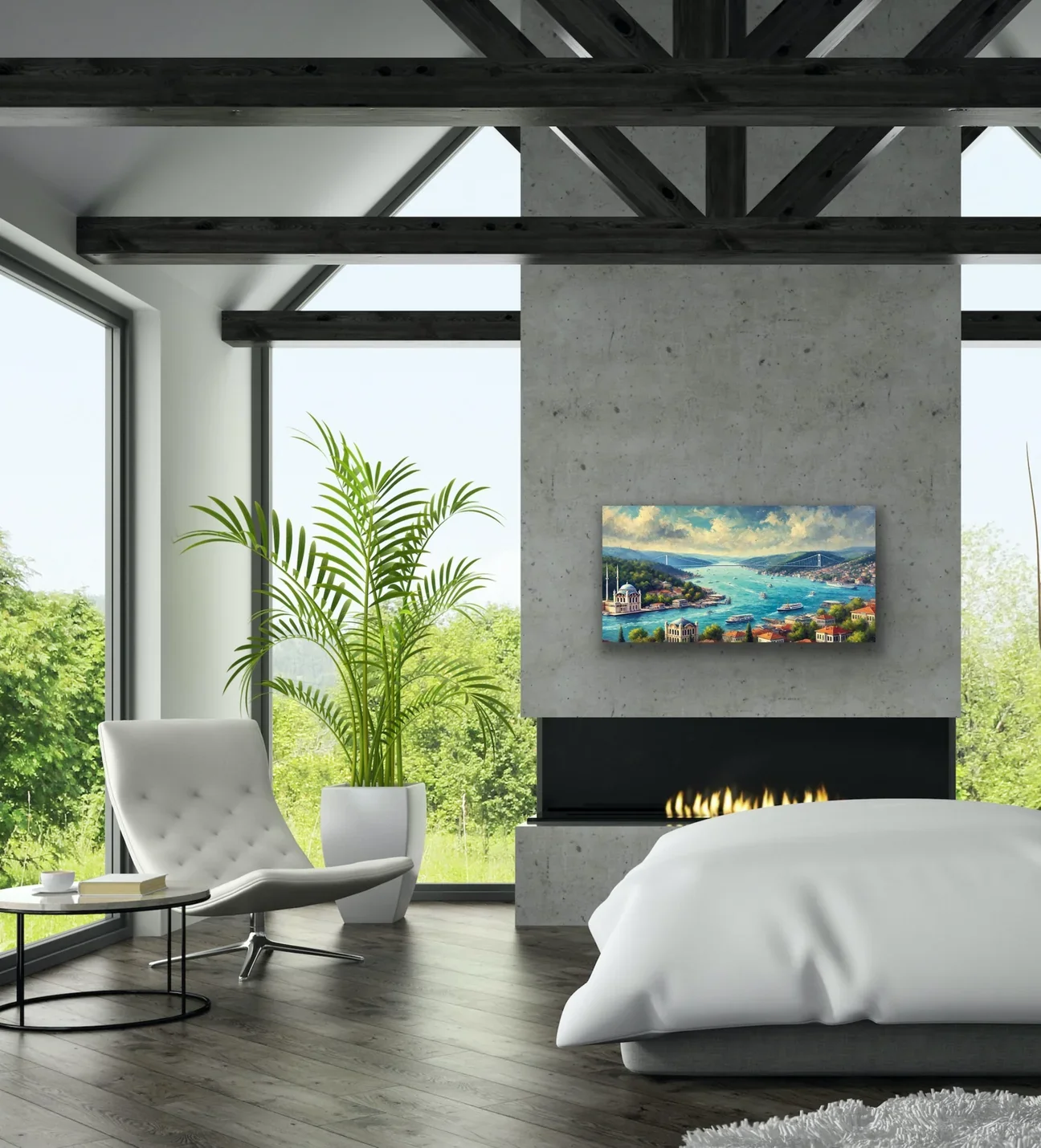 İstanbul Boğaz Manzarası Kanvas Tablo 60x120cm - Çerçevesiz Duvar Dekorasyonu