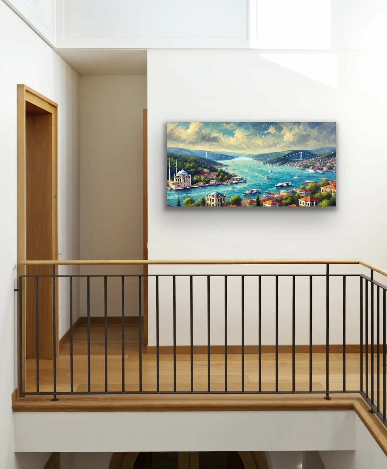 İstanbul Boğaz Manzarası Kanvas Tablo 60x120cm - Çerçevesiz Duvar Dekorasyonu