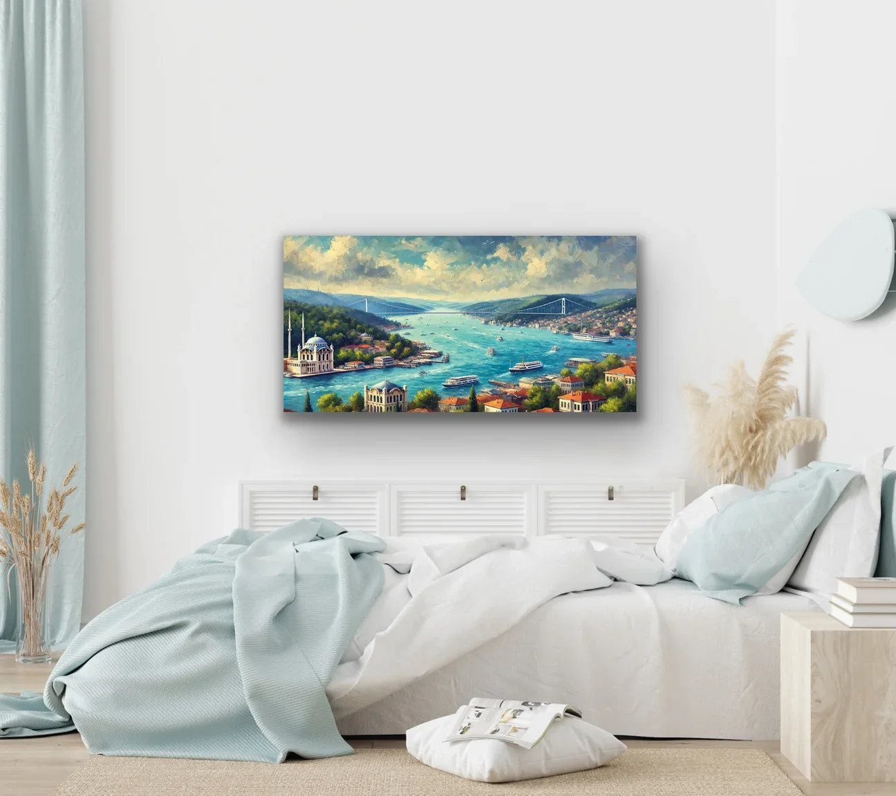 İstanbul Boğaz Manzarası Kanvas Tablo 60x120cm - Çerçevesiz Duvar Dekorasyonu