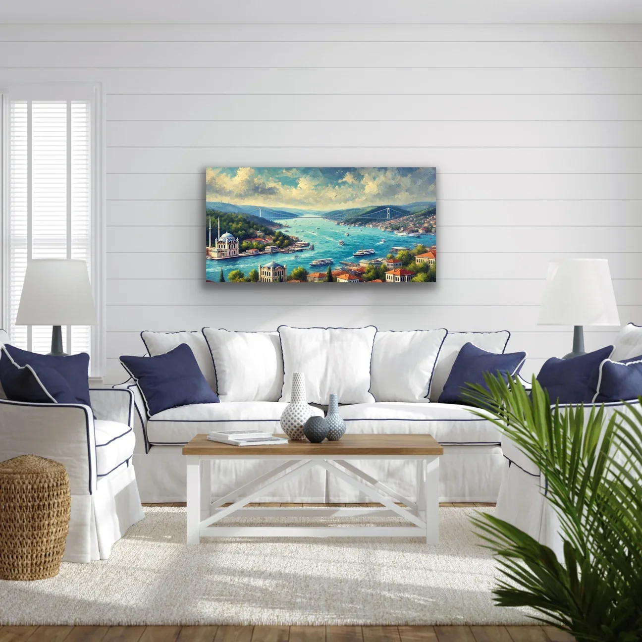 İstanbul Boğaz Manzarası Kanvas Tablo 60x120cm - Çerçevesiz Duvar Dekorasyonu