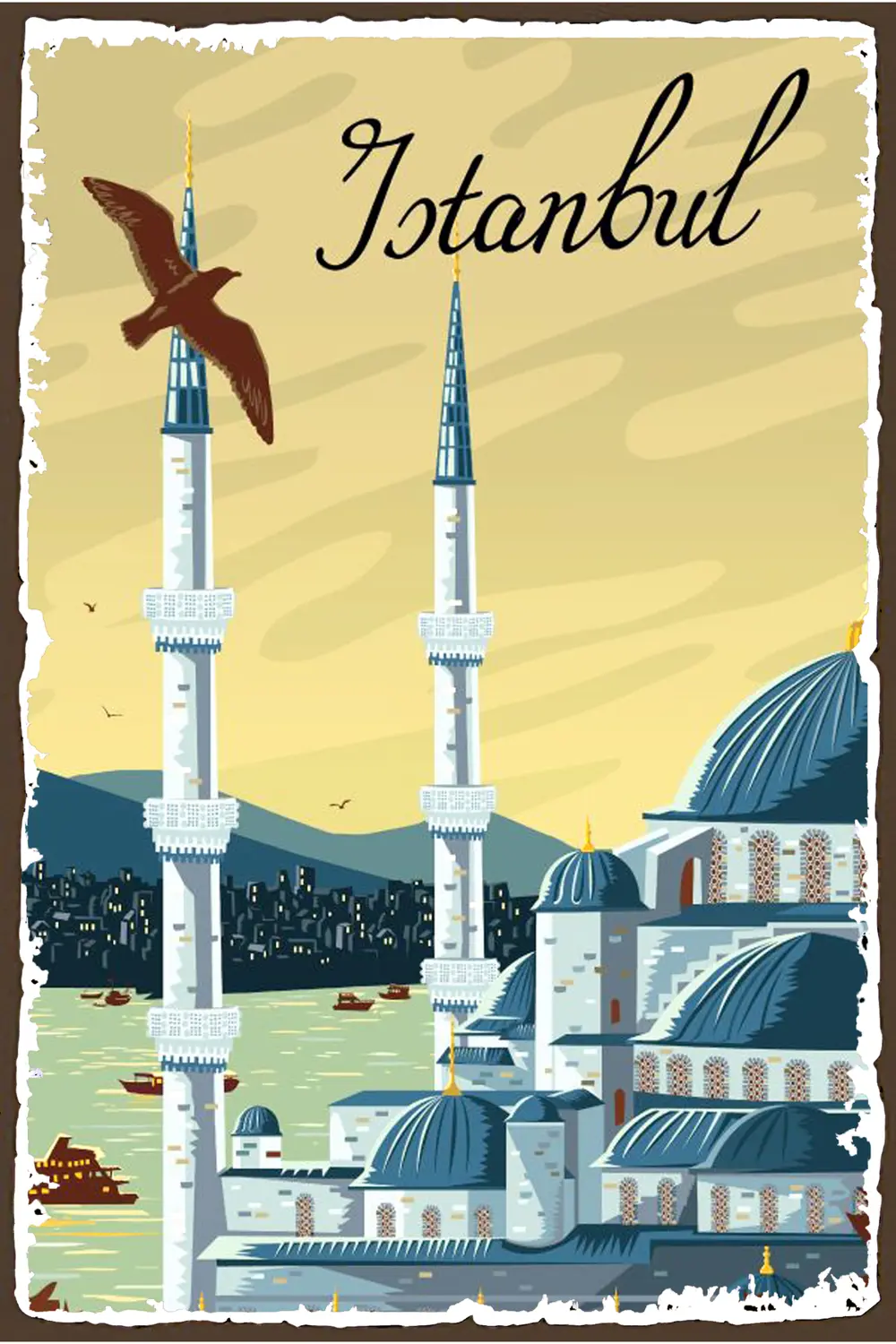 İstanbul Tasarımlı Ahşap Poster