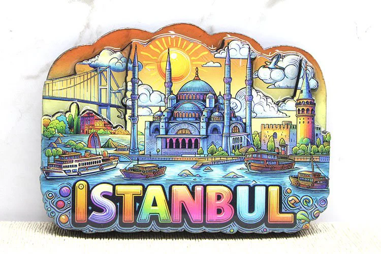İstanbul Temalı Ahşap Magnet Model 8 Dekoratif Hediyelik