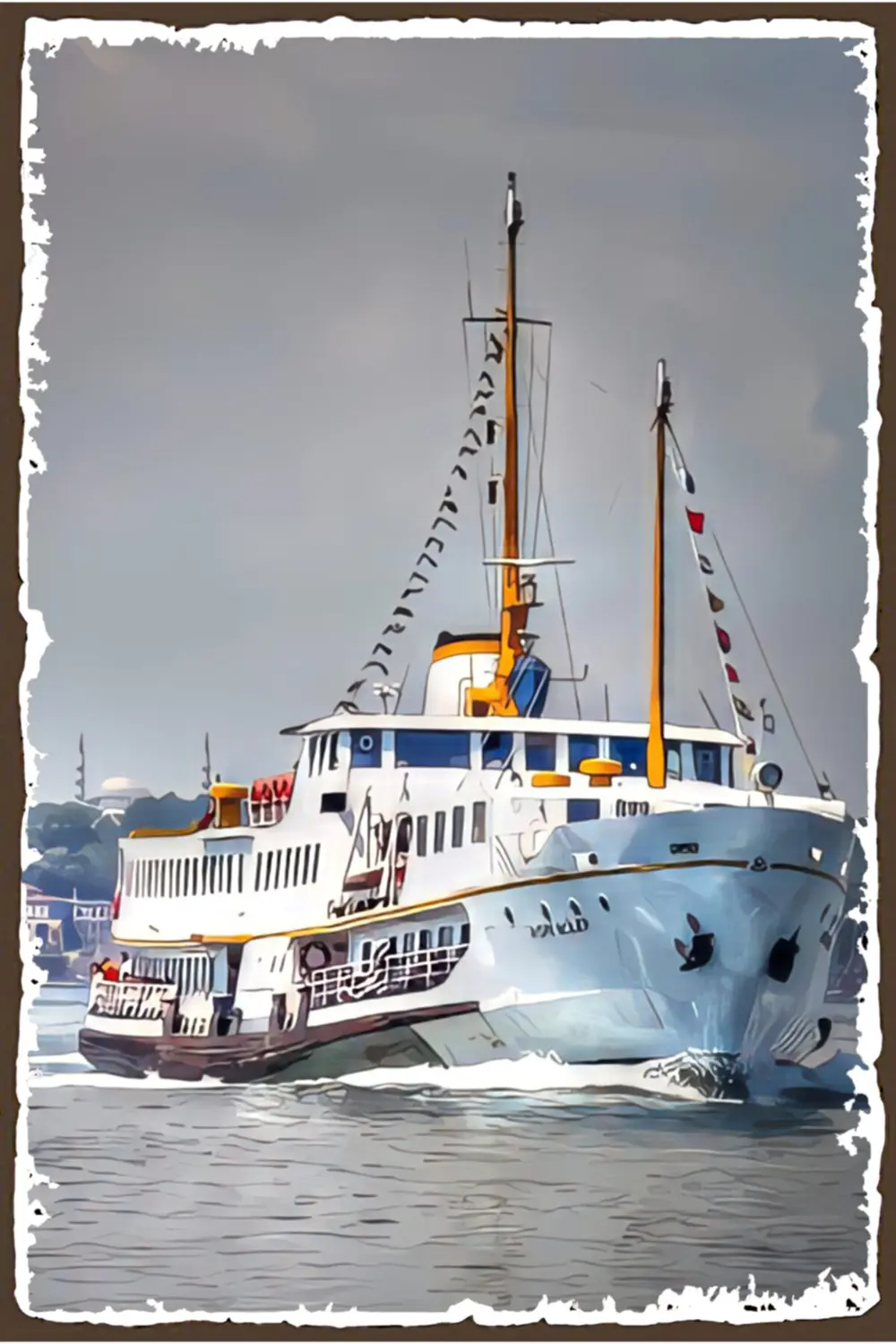 Istanbul Vapur Retro Ahşap Poster – Özel Istanbul Koleksiyonu -hb