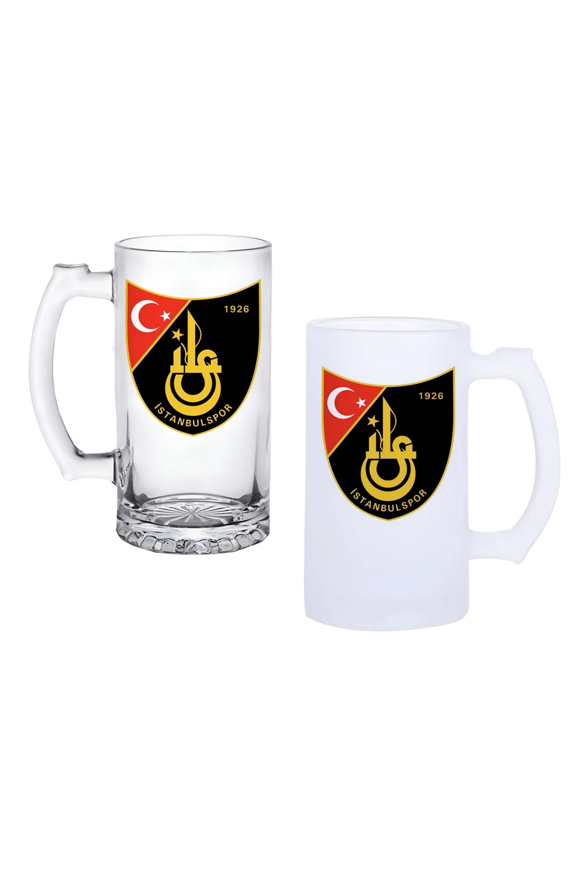 İstanbulspor Kulplu Bira Bardağı Buzlu veya Şeffaf Seçenekli 0119