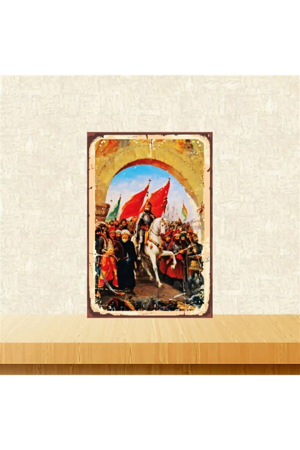 Istanbul'un Fethi 20-30 cm Retro Ahşap Tablo Tkfx5864