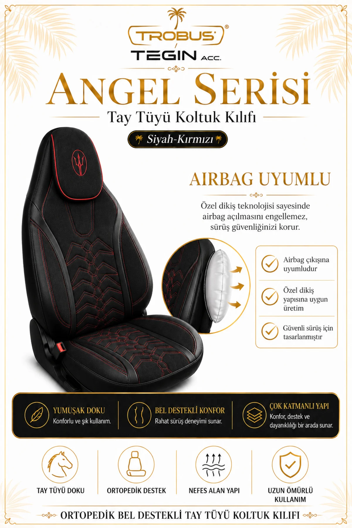 Isuzu D Max 2002-2012 Uyumlu Angel Serisi Tay Tüyü Koltuk Kılıfı Siyah Kırmızı Fiyatı, Yorumları ve Özellikleri