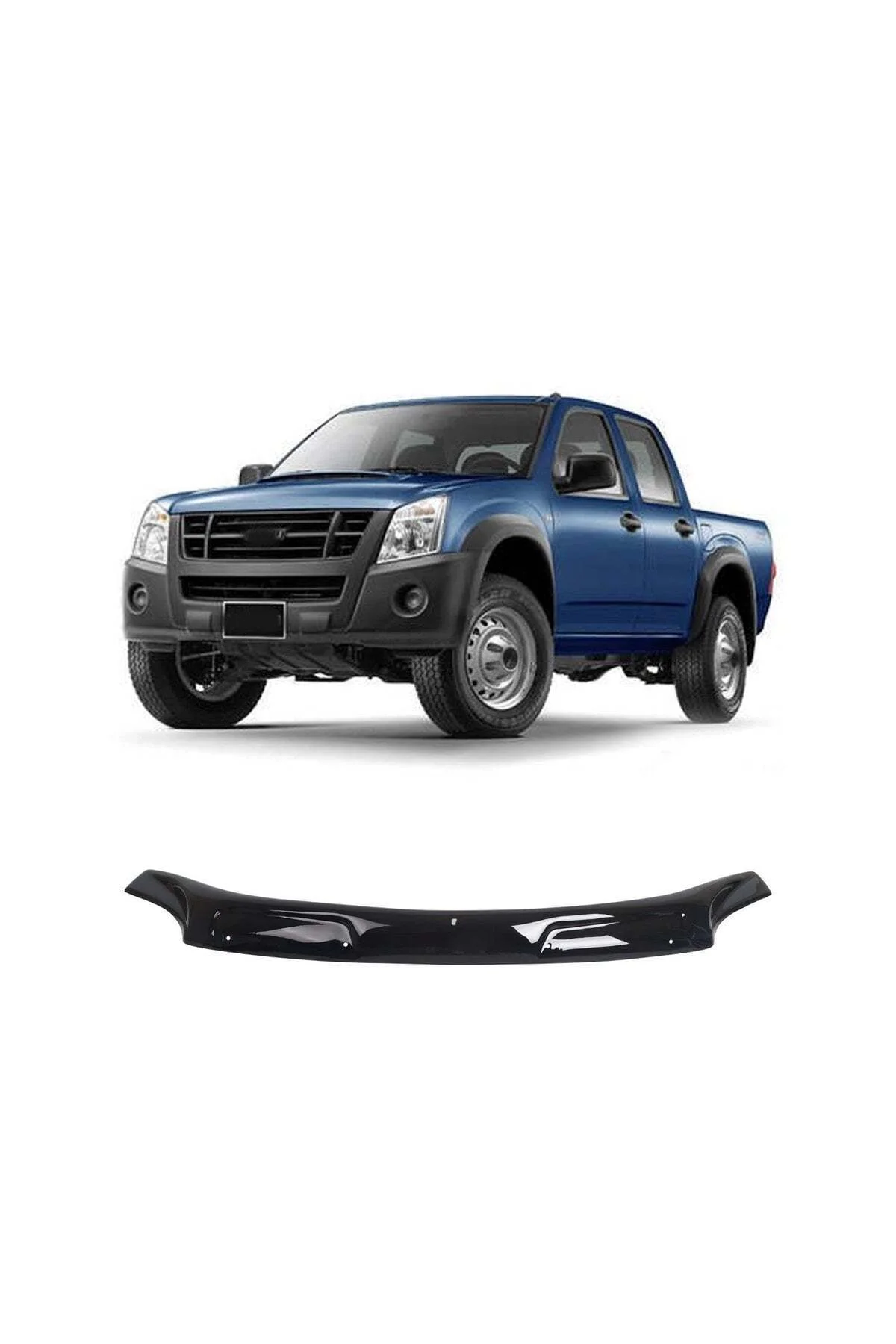 Isuzu D-MAX 2002 ve Sonrası Uyumlu Kaput Rüzgarlığı Ön Kaput Koruma ABS Parlak Siyah - Görsel 2