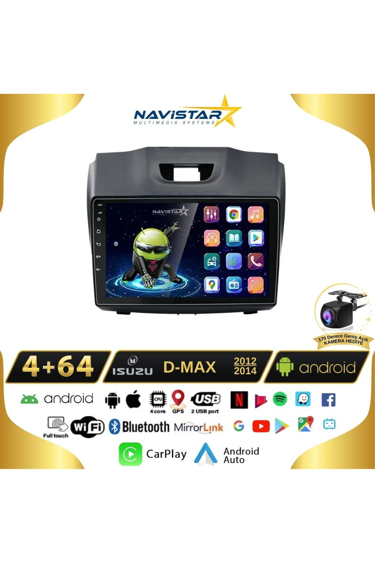 Isuzu Dmax 2012-2014 Model 4gb 64gb Android 13 Kablosuz Carplay N