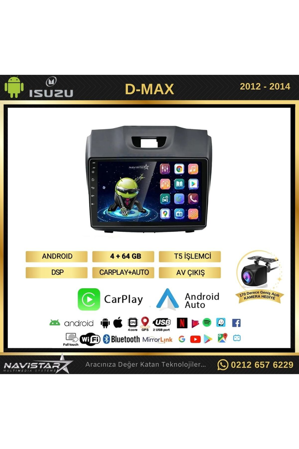 Isuzu Dmax 2012-2014 Model 4gb 64gb Android 13 Kablosuz Carplay N