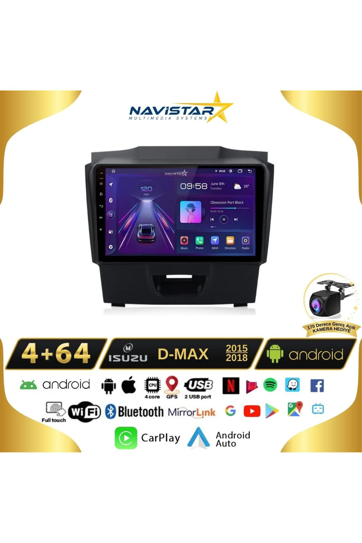 Isuzu Dmax 2015-2018 Model 4gb 64gb Android 13 Kablosuz Carplay N Isuzu Dmax 2015-2018 Model 4gb 64gb Android 13 Kablosuz Carplay N