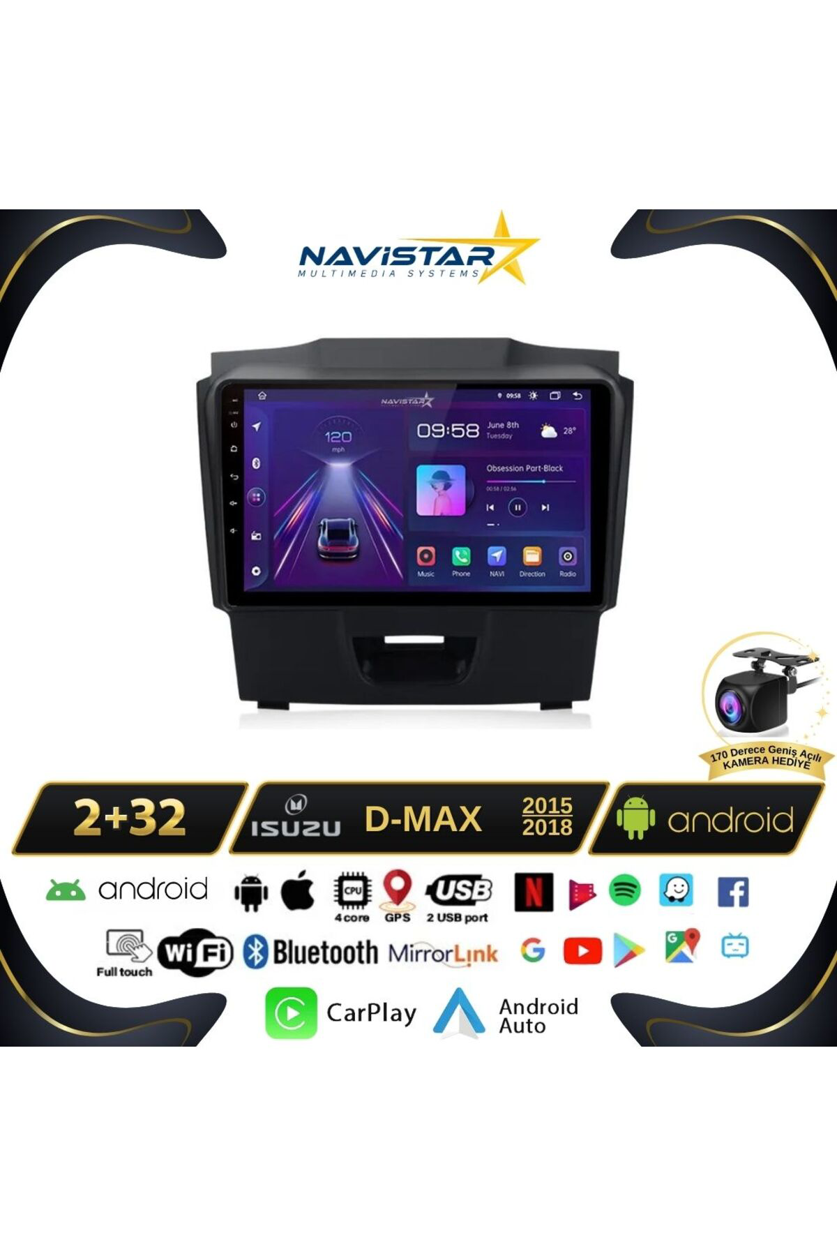 Isuzu Dmax 2015-2018 Model 2gb 64gb Android 13 Kablosuz Carplay N Isuzu Dmax 2015-2018 Model 2gb 64gb Android 13 Kablosuz Carplay N