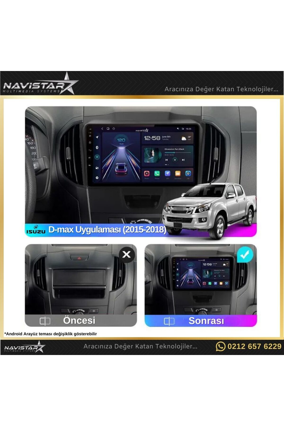 Isuzu Dmax 2015-2018 Model 2gb 64gb Android 13 Kablosuz Carplay N Isuzu Dmax 2015-2018 Model 2gb 64gb Android 13 Kablosuz Carplay N