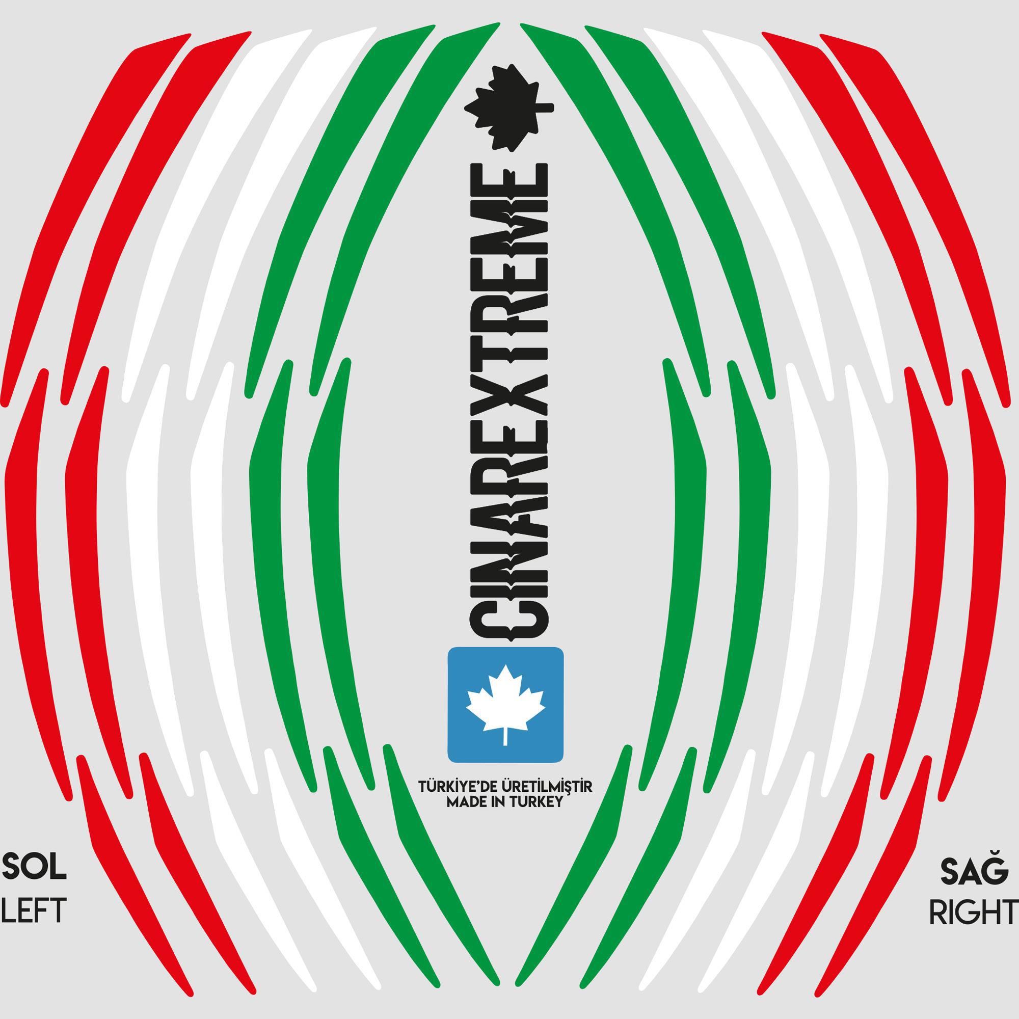 Italy Design Yeşil Beyaz Kırmızı İtalyan Jant Şeridi Sticker Çına