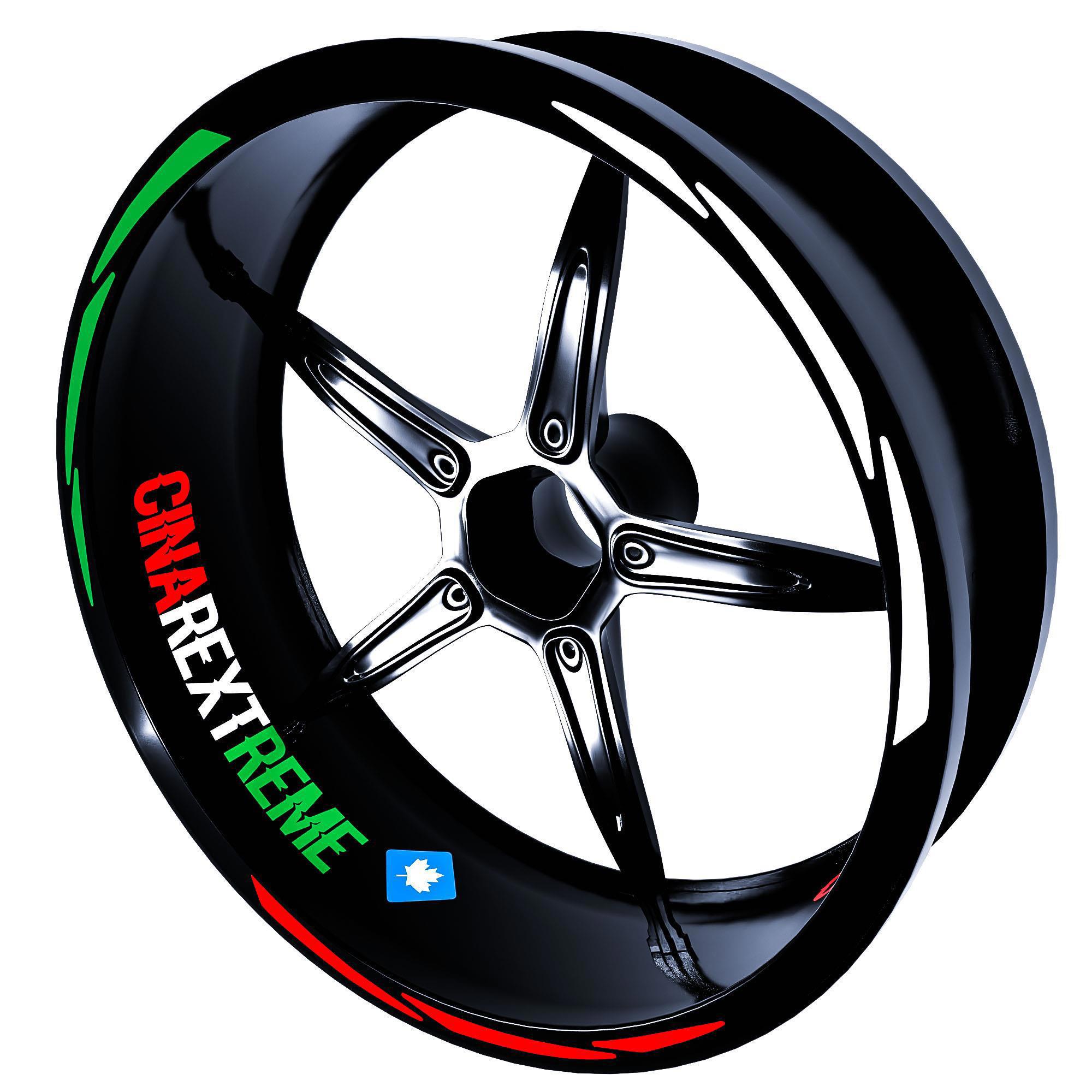 Italy Design Yeşil Beyaz Kırmızı İtalyan Jant Şeridi Sticker Çına