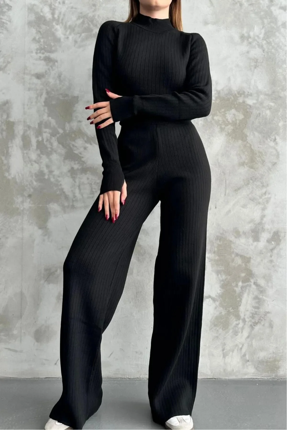 ITALY KESİM TAM REGLAN PARMAK GEÇİRMELİ CROP PANTOLON TAKIM