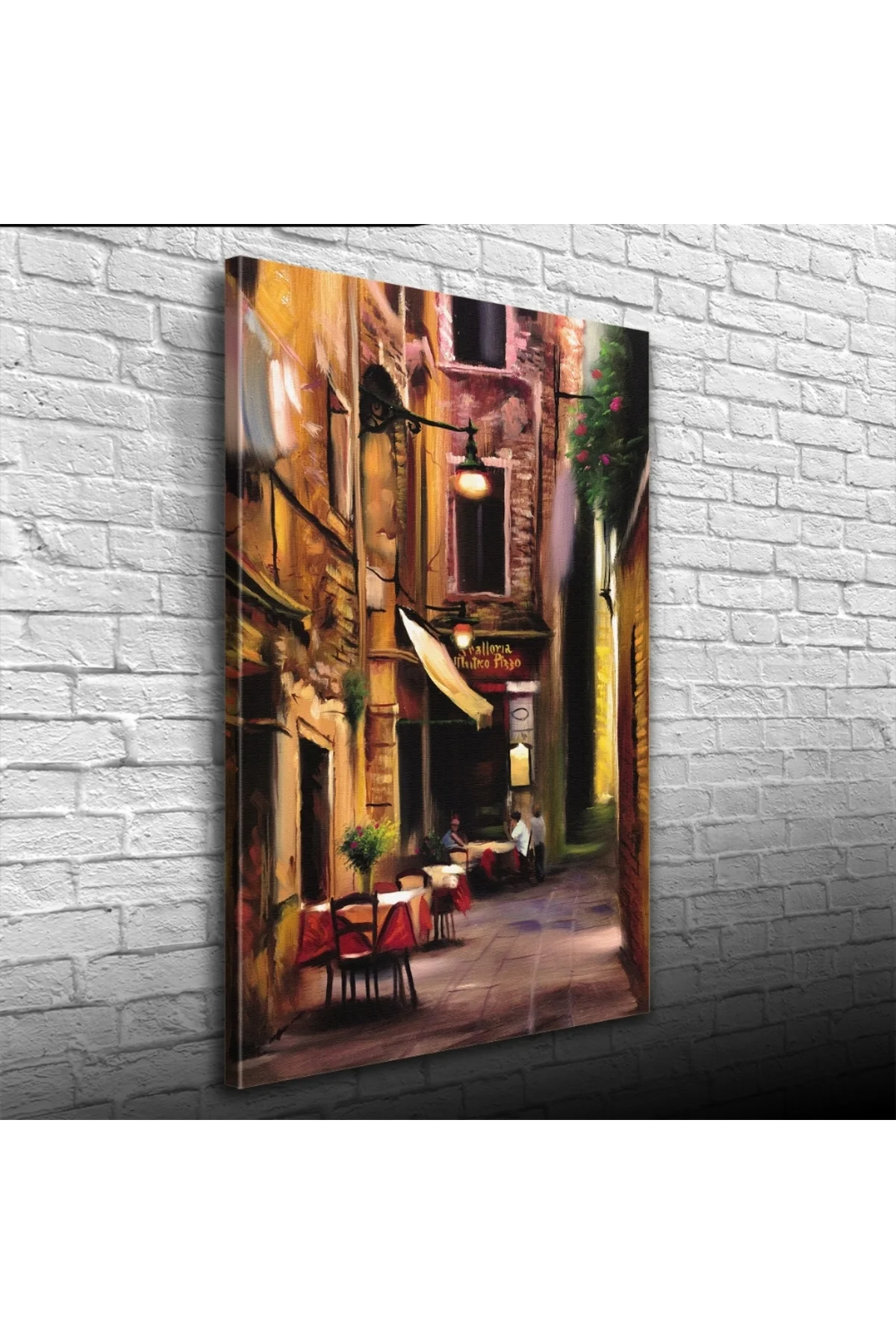 İtalya Pizza Dükkanı Kanvas Tablo 50 x 70