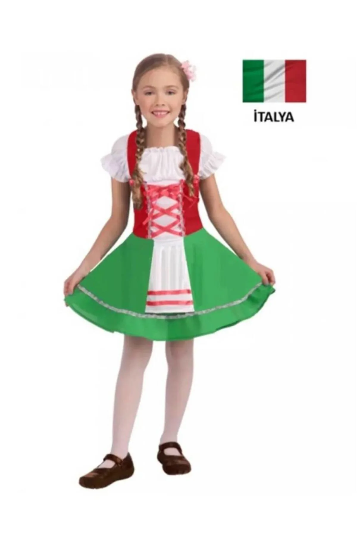 İtalya Ülke Kız Çocuk Kostümü
