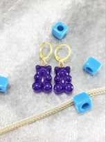 İTALYAN KANCA GOLD KAPLAMA FUŞYA JELİBON AYICIK KÜPE-JEKÜ01