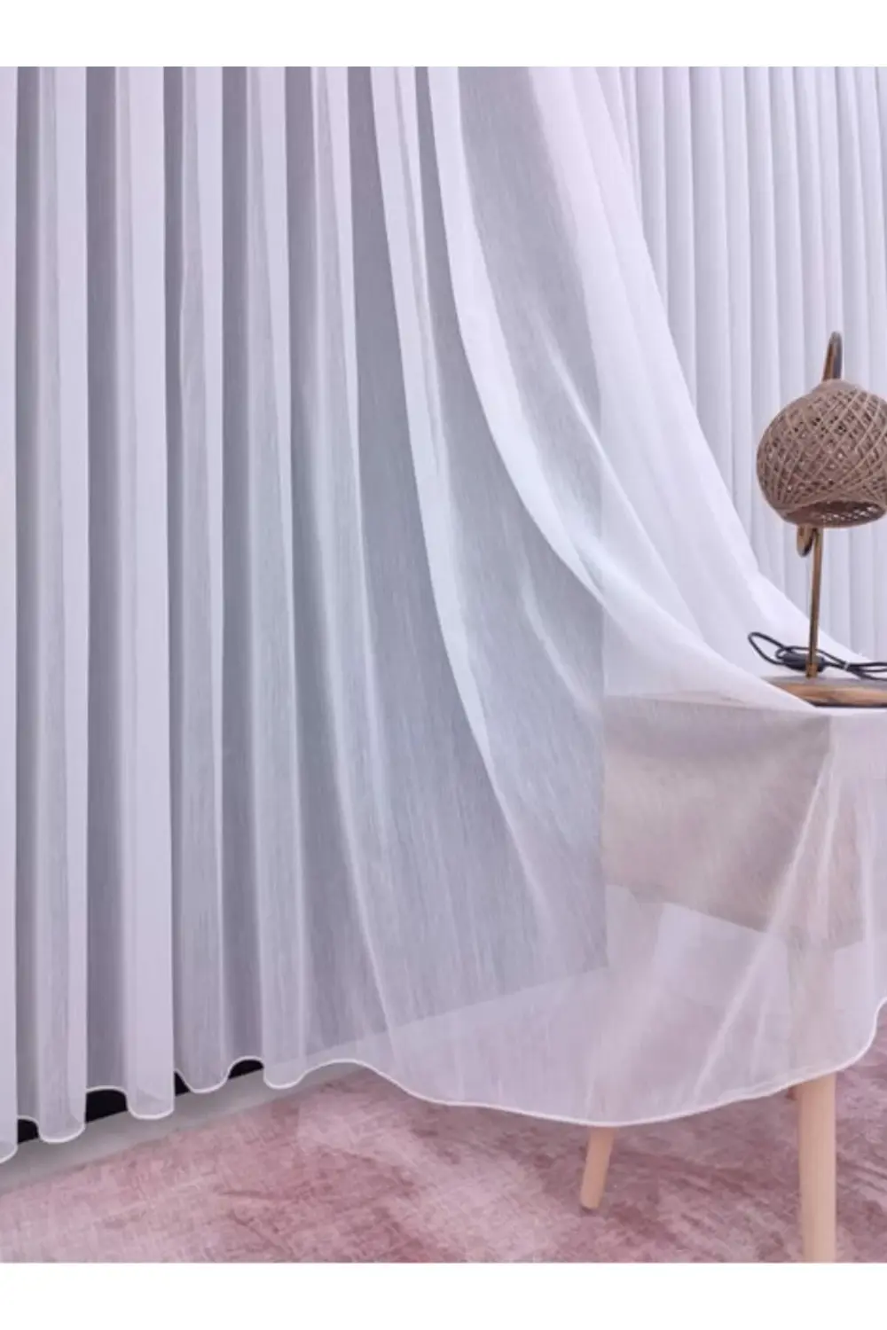 İtalyan Koleksiyon Modern Bambu Sedef Lüx Tül Perde Yüksek Kalite