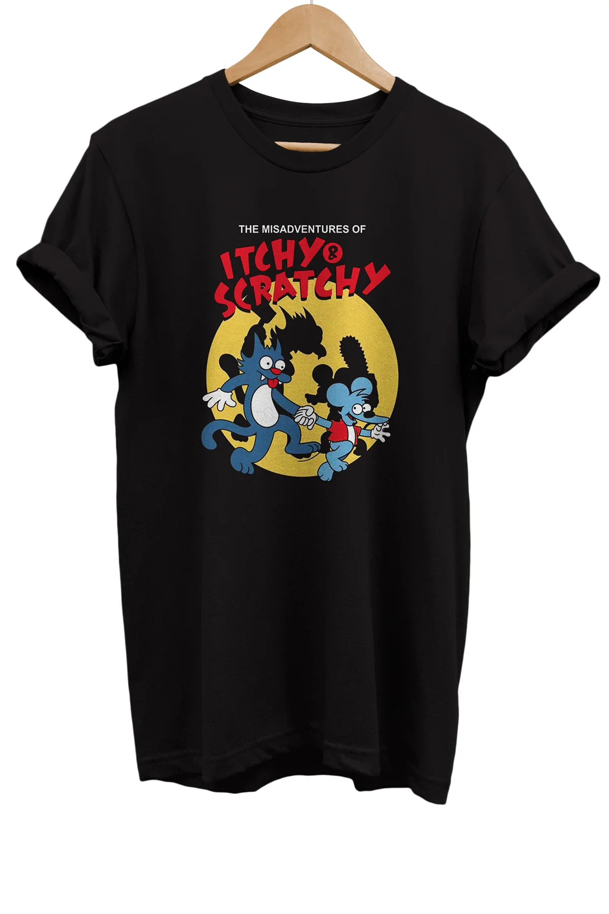 Itchy And Scratchy Baskılı %100 Pamuk Basic T-shirt Normal Beden 