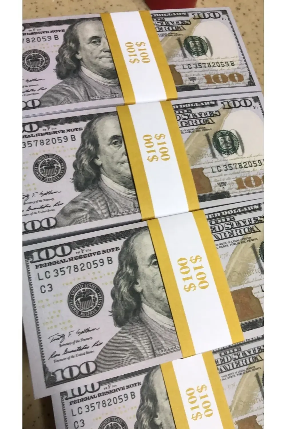 İthal 3 Deste Geçersiz 100 Dolar 300 Adet Düğünde Dağıtmalık Nişa