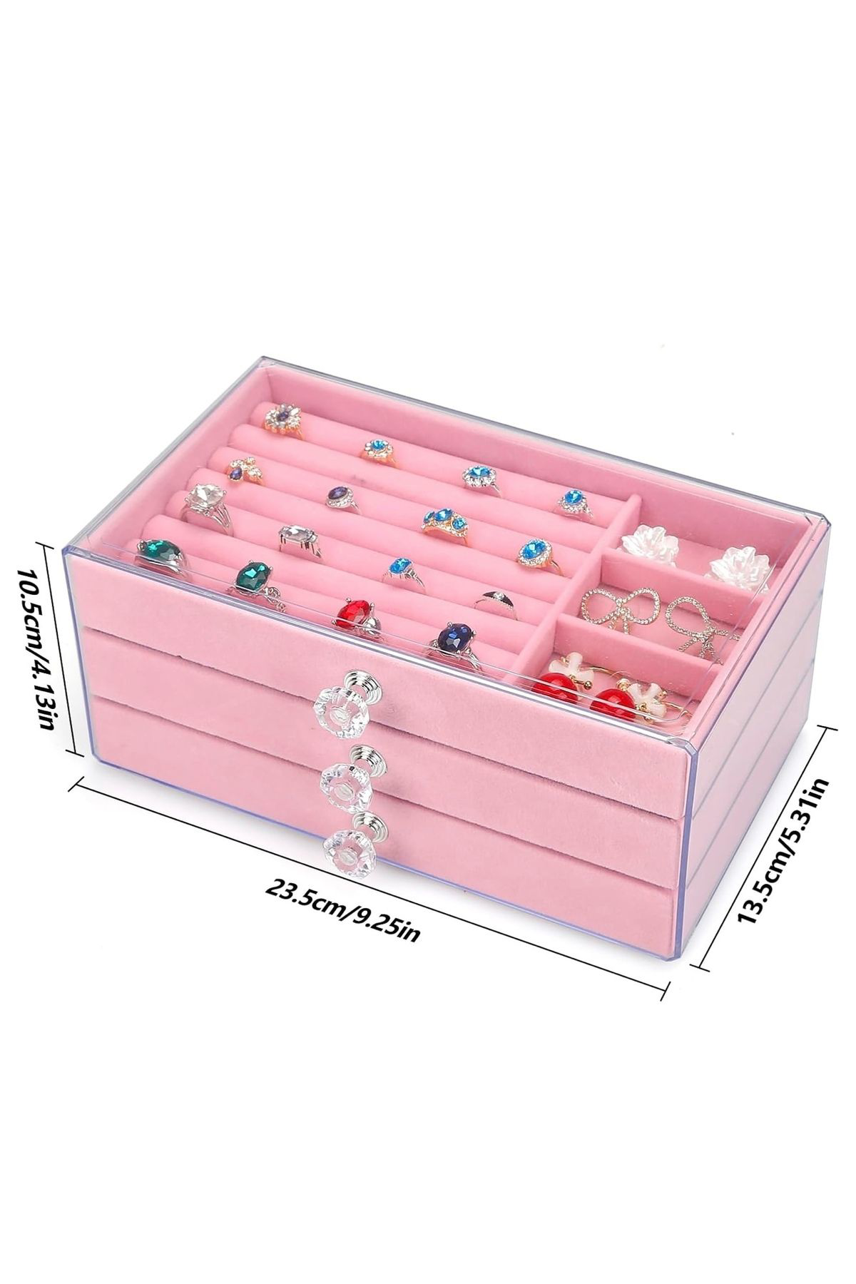 İthal  Modern 3 Çekmeceli Takı Bijuteri Mücevher Kutusu Organizeri