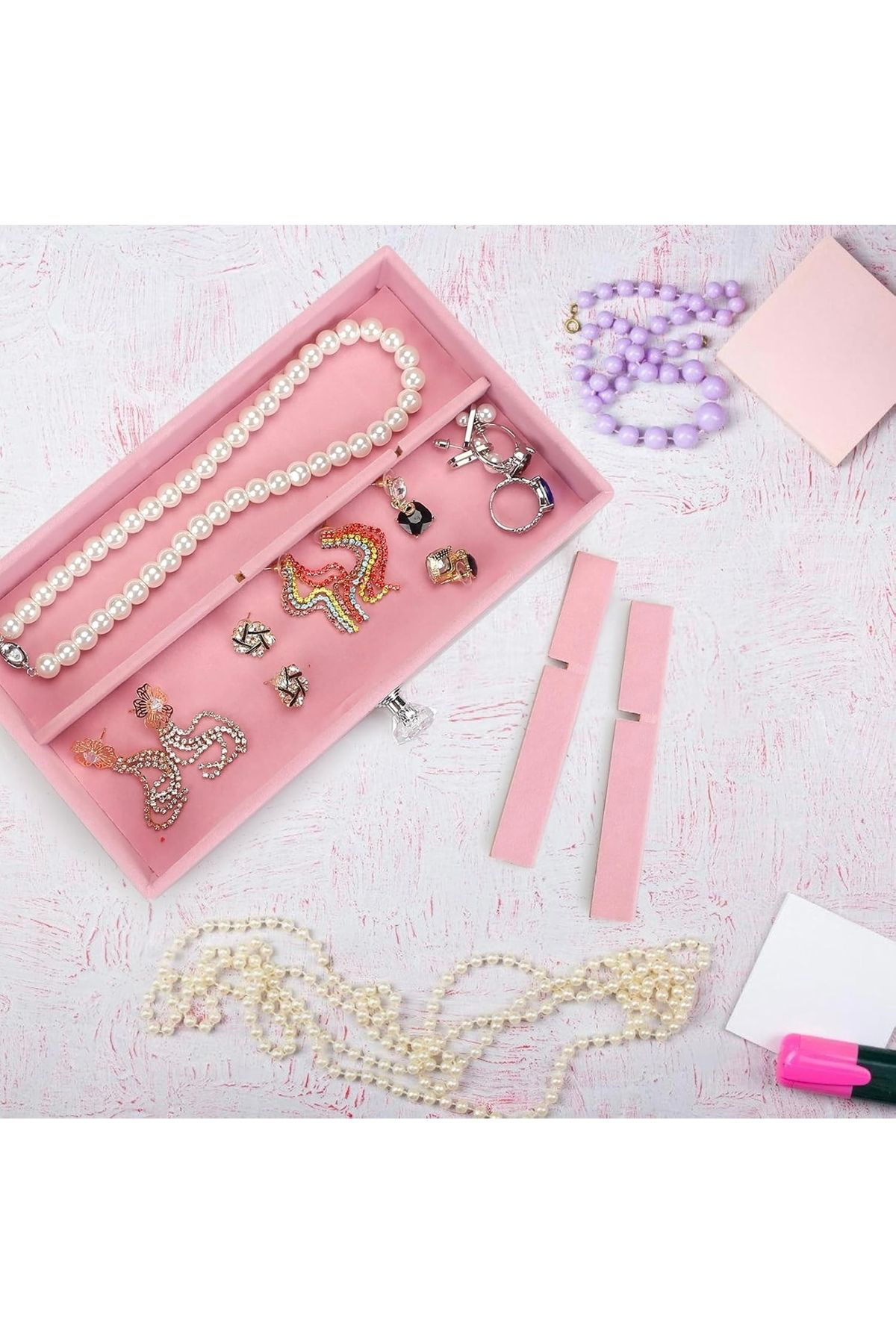 İthal  Modern 3 Çekmeceli Takı Bijuteri Mücevher Kutusu Organizeri