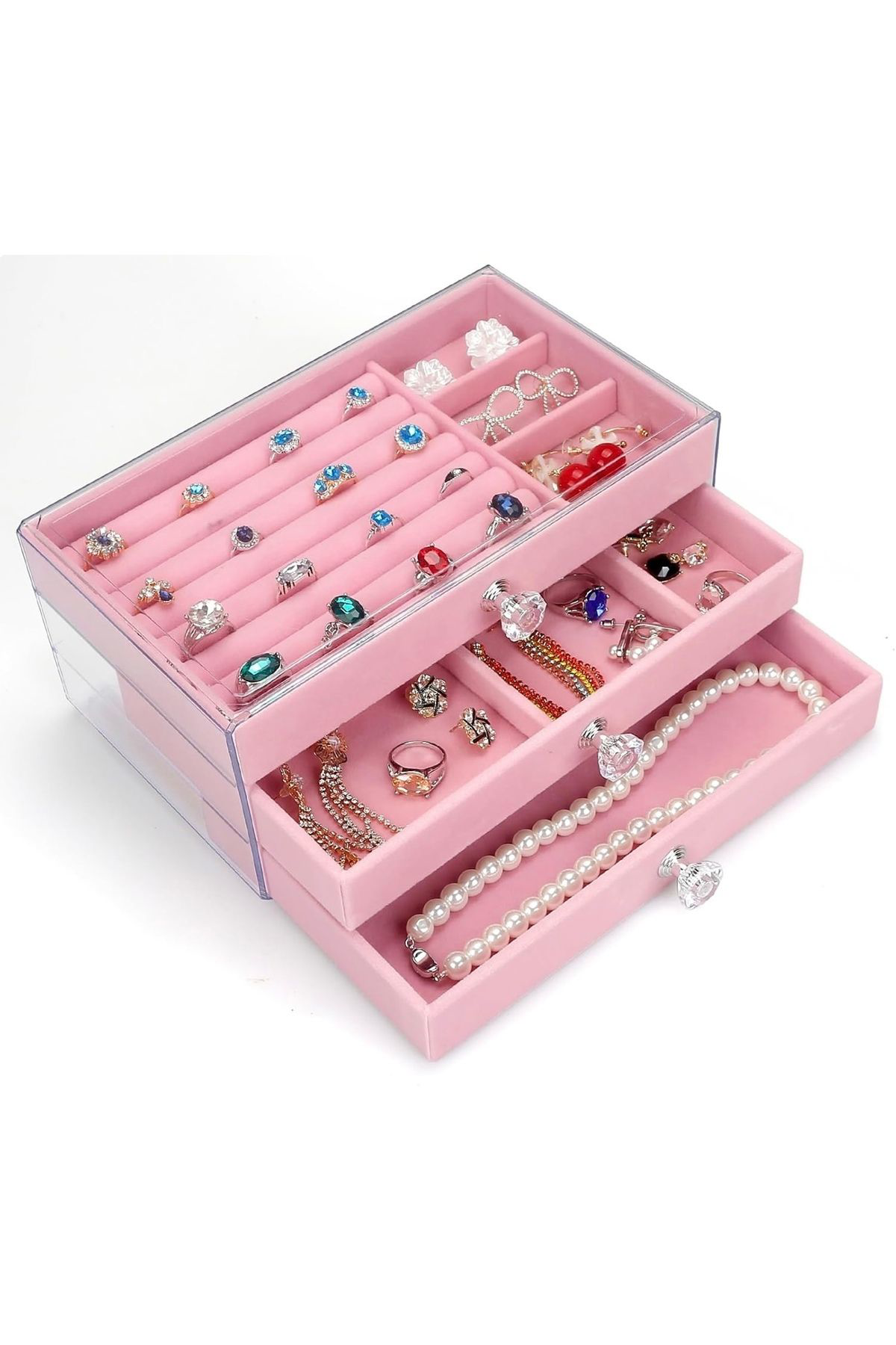 İthal  Modern 3 Çekmeceli Takı Bijuteri Mücevher Kutusu Organizeri