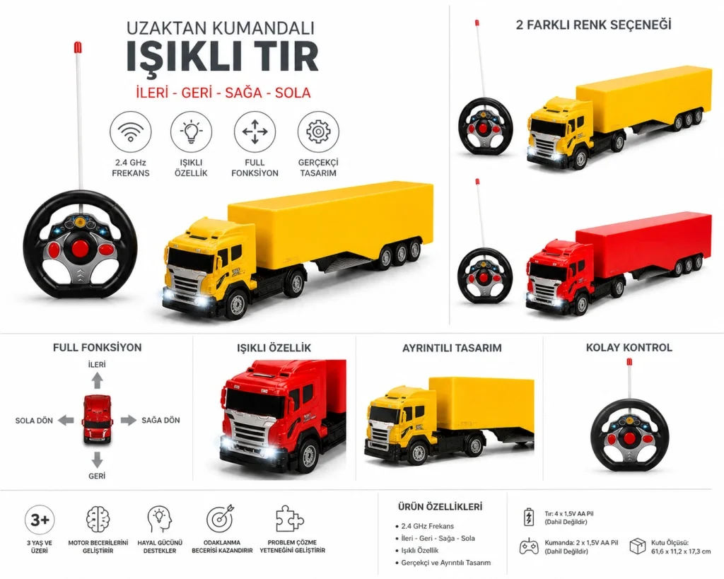 01992 1:32 Uzaktan Kumandalı Işıklı Tır 50 cm - Fiyatı, Yorumları ve Özellikleri