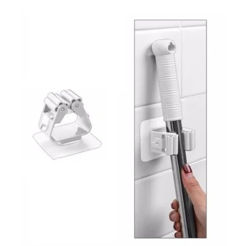 İthalat® 1 Adet Yapışkanlı Pratik Mop Tutucu Beyaz