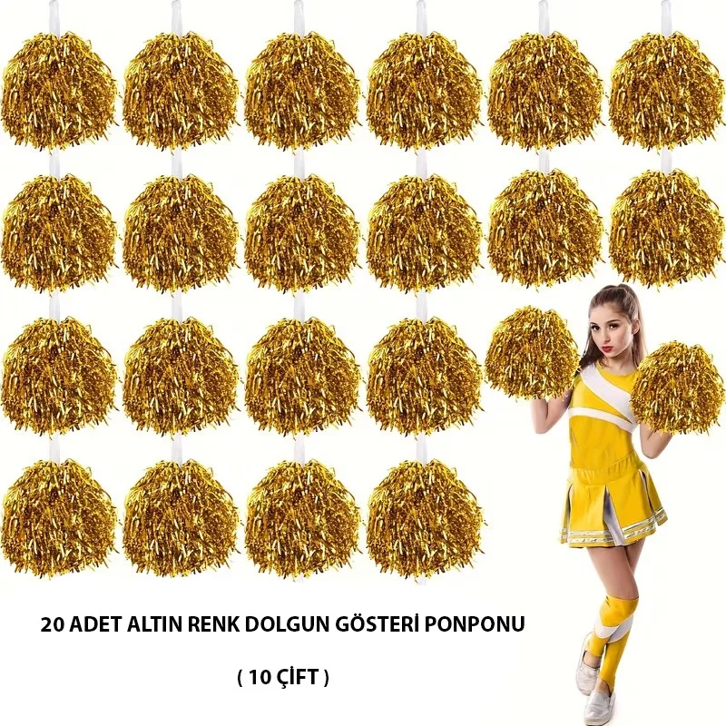 İthalat® 10 Çift ( 20 Adet ) Altın Renk 23 Nisan 19 Mayıs 29 Ekim Okul Gösteri Ponponları İthalat® 10 Çift ( 20 Adet ) Altın Renk 23 Nisan 19 Mayıs 29 Ekim Okul Gösteri Ponponları