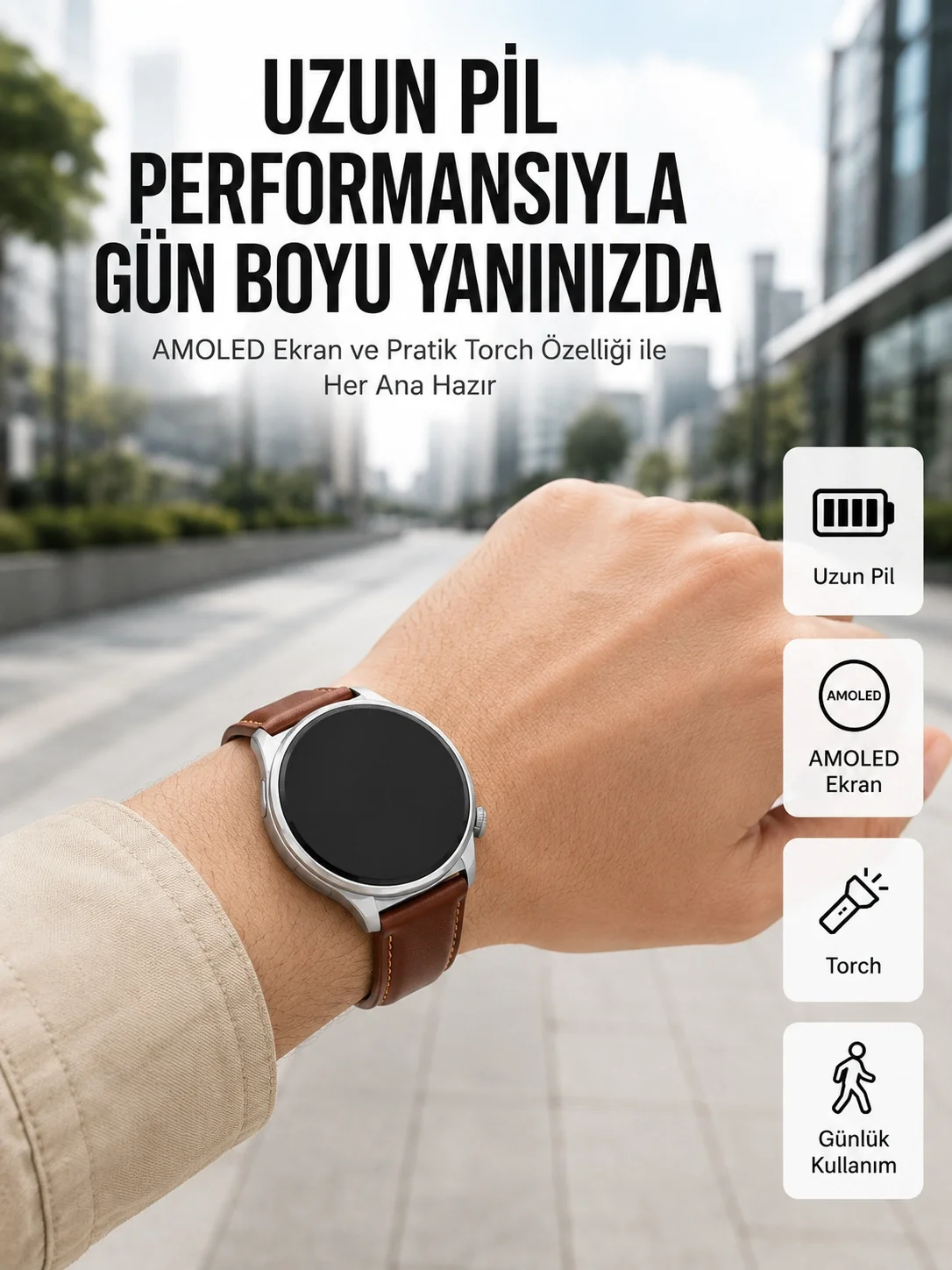 İthalat® 10 Gün Şarj Dayanımı Sunan AMOLED Ekran Akıllı Saat Yeni Nesil Fiyatı, Yorumları ve Özellikleri