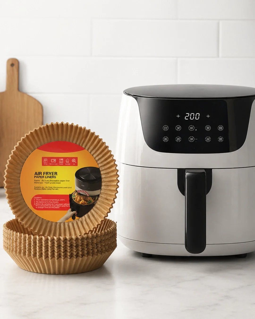 İthalat® 100 Adet Airfryer Kağıdı Su Geçirmez Yağ Tutmaz Pişirme Altlığı