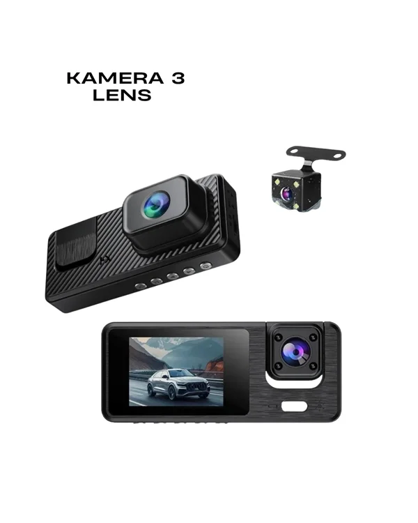 İthalat® 1080P 3 Kameralı Araç DVR -Q301