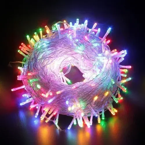 İthalat® 10m 100 Led Boncuk Lamba RGB Işık Şeffaf Kablo