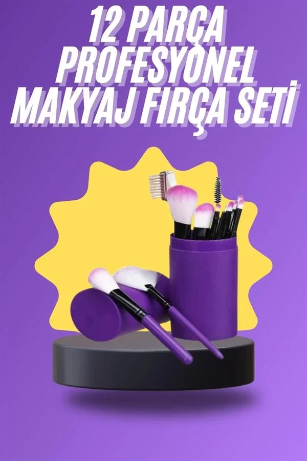 İthalat® 12 Parça Makyaj Fırça Seti Profesyonel Fondöten Allık Far Kontür Fırçası