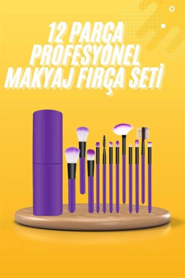 İthalat® 12 Parça Makyaj Fırçası Yumuşak Kıllı Profesyonel Fırça Seti Yüksek Kaliteli Pürüzsüz