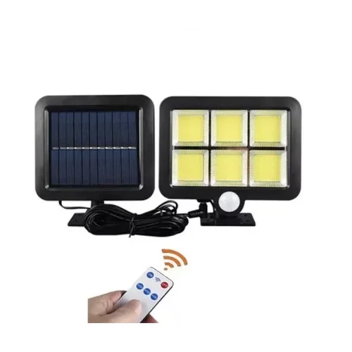 İthalat® 120 Cob Led Solar Panelli 3 Modlu Duvar Lambası Uzaktan Kumandalı