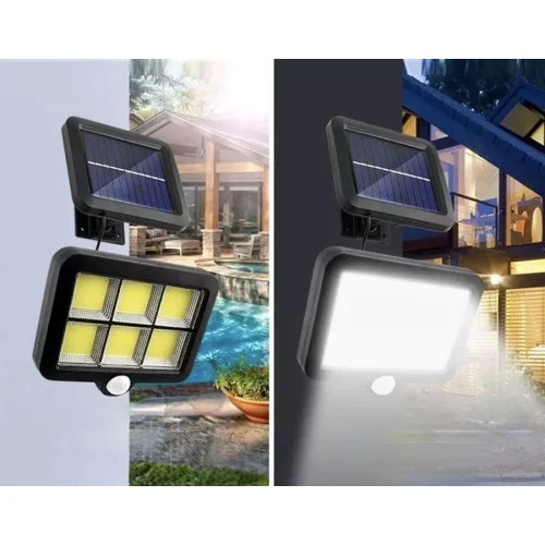 İthalat® 120 Cob Led Solar Panelli 3 Modlu Duvar Lambası Uzaktan Kumandalı