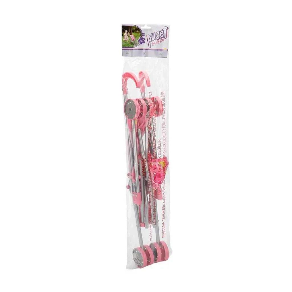 İthalat® 13001 Katlanır Metal Baston Oyuncak Puset Çilek Desenli
