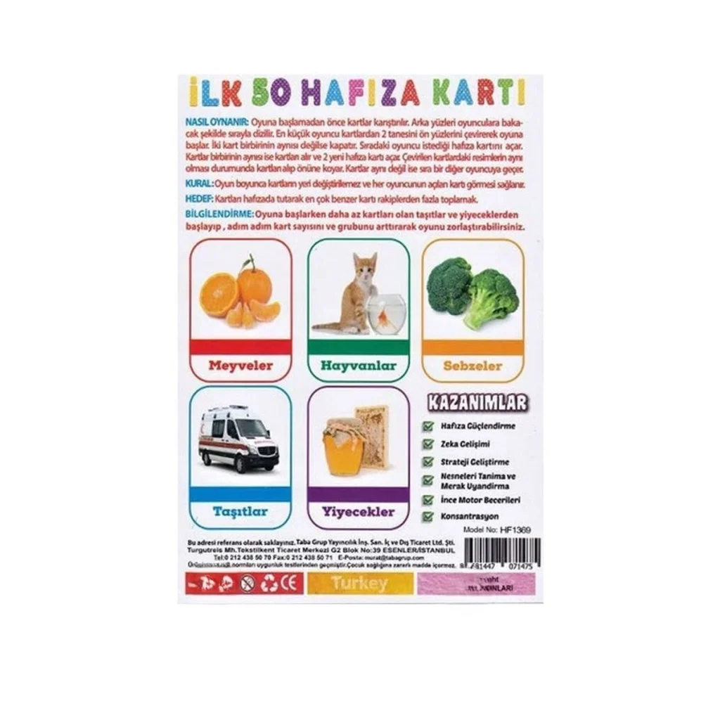 İthalat® 1475 İLK 50 HAFIZA KARTLARI Fiyatı, Yorumları ve Özellikleri
