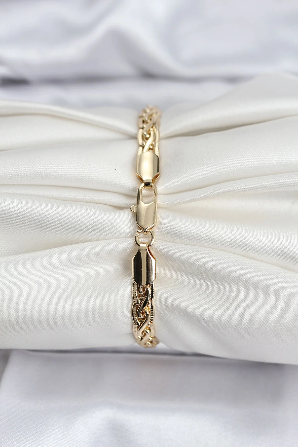 İthalat® 14K Gold Renk Kaplama Lazer Zincir Model CM Kadın Bileklik