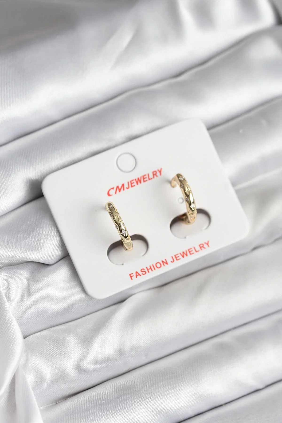 İthalat® 14K Gold Renk Kaplama Zirkon Taşlı Halka Model CM Kadın Küpe